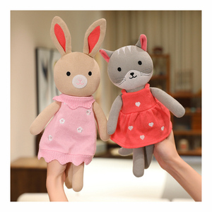 Jouets en peluche tricotés de 30 cm, lapin, <span class=keywords><strong>chien</strong></span>, ours, animaux en crochet doux avec robe pour enfants, <span class=keywords><strong>cadeau</strong></span> pour dormir - Product Image 1