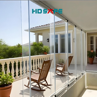 HDSAFE Quincaillerie pour porte coulissante en verre sans cadre pour extérieur, patio, balcon, en aluminium fini, étanche, pour maison, bureau, véranda