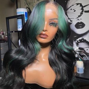 Perruque Ombrée Verte <span class=keywords><strong>Cheveux</strong></span> Vietnamiens en Gros Chevelure Humaine Vierge Brute Ondulée Perruques Brésiliens Hd Lace Frontal pour Femmes Noires - Product Image 4