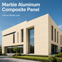 Panneau composite en aluminium marbré veiné épais de 4 mm, sur mesure, revêtu de PVDF, pour la rénovation des façades de bâtiments