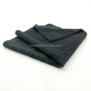 340 GSM 40 X 40 Cm Car Accessories Edgeless Black Auto Detailing Car Wash Terry Microfiber Towel For Buffing Cleaning Cloth