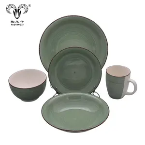Set da pranzo in ceramica leggera per stoviglie in ceramica smaltata a colori economici all'ingrosso da 20 pezzi