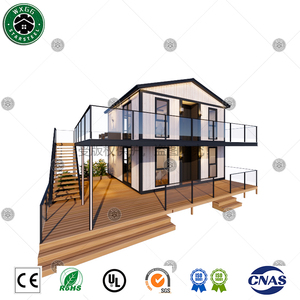 บ้านพักตากอากาศวิลล่าสองชั้นสำเร็จรูปทันสมัยระดับไฮเอนด์ โครงสร้างเหล็กเบา พร้อมระเบียงกระจกและดาดฟ้าไม้กลางแจ้ง - Product Image 2
