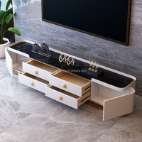 Table basse rétractable en ardoise de style luxueux et léger Meuble TV Tables centrales modernes Meuble TV Ensemble combiné