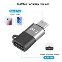 PULUZ mikrofon adaptor OTG, konektor konverter adaptor telepon 8 Pin ke USB-C/tipe-c untuk perangkat seluler Output DC