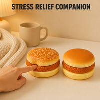 Jouet Squishy Burger au Sésame à Remontée Lente, Motif Pain Doré Superposé, Mignon, Anti-Stress, Décoration de Bureau, Cadeau