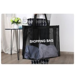 Wholesale New Fashion Luxury Summer <b>Large</b> Wire Nylon Custom Logo Reusable Clear Net Shopping <b>Bag</b> Mesh <b>Beach</b> Tote <b>Bag</b> - Product Image 5