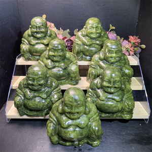 Piedra preciosa de cuarzo natural al por mayor Xiuyan Jade <span class=keywords><strong>Buda</strong></span> <span class=keywords><strong>sonriente</strong></span> tallado <span class=keywords><strong>Buda</strong></span> <span class=keywords><strong>sonriente</strong></span> de cristal para Decoración - Product Image 3