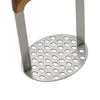 Keukenhulp voor aardappelpuree, babyvoeding, pompoen- en bananenpuree, aardappelstamper van roestvrij staal met houten handvat