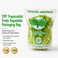 Sacs d'emballage trapézoïdaux en plastique transparent de qualité alimentaire CPP pour légumes, vente en gros du fabricant, pour ferme hydroponique