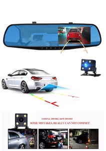 4.3 inch Full HD 1080P máy ảnh Xem phía sau gương Dash Cam ống kính kép tự động xe ghi video Camera xe ô tô xe hộp đen - Product Image 5