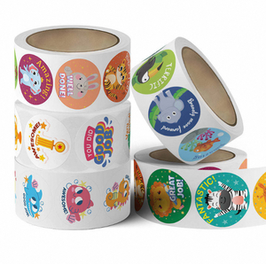 Vente en gros de 500 pièces d'autocollants adhésifs en PVC de 1 pouce pour récompense et éloge, rouleau pour sac cadeau pour enfant, boîte d'emballage, décoration - Product Image 4