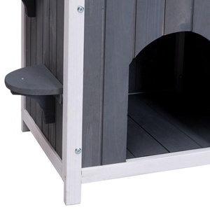 Outdoor Home Garden Pet <strong>Kitten</strong> Wooden Cat Play House Fir Wood Villa Nest <strong>Cage</strong> with Balcony - Product Image 4