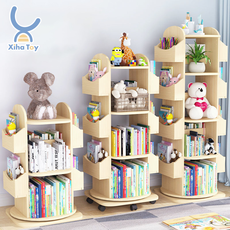Детская вращающаяся книжная полка XIHA, мебель для комнаты, многофункциональный вращающийся книжный шкаф, деревянный книжный уголок
