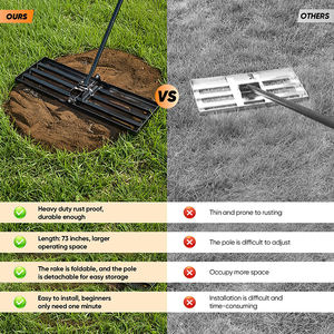 Niveleur de pelouse robuste JH-Mech avec poignée ergonomique en acier inoxydable de 73 pouces, noir, 30''x10'', pour terrains de golf - Product Image 2
