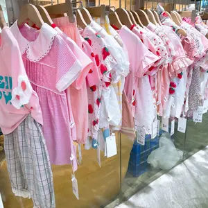 חצאית ילדה קטנה חצי שרוול קיץ אופנה קוריאני מעורב קוד גודל