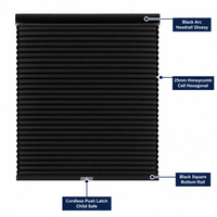 Persianas de Panal Inalámbricas Simples Negras de 25mm con Celda de Oscurecimiento Total, Cierre a Presión, Seguras para Niños, para Sala de Estar, Tamaño Personalizado, Ecológicas, OEM