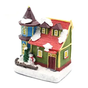 الراتنج منزل دافئ أبيض مصباح ليد عطلة عيد الميلاد قرية تاون ديكور المنزل هدية بالجملة