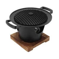 Mini Cast Iron Hibachi Grill, Tabletop Small Portable Charcoal Grill for Outdoor Camping, Japanese BBQ Grill Grate Surface 11 x 6.7