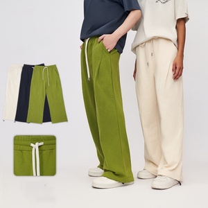 Pantalon décontracté tendance pour homme à jambe large, en mélange de coton épais, avec cordon de serrage – Améliorez votre garde-robe, tissu respirant - Product Image 5