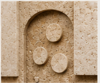 Marbre travertin beige gravé sur mesure avec surface martelée, découpé sur mesure pour villa moderne
