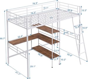 Etal OFT <span class=keywords><strong>Bed</strong></span> con Buil-in ESK y helhelves win Ize Ed para Dorm - Product Image 6