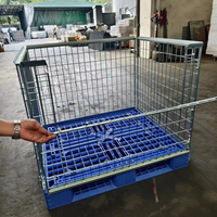 Cage à palettes en treillis métallique galvanisé robuste, conteneur à palettes en plastique pliable, cage de stockage empilable pour entrepôt, pour la logistique