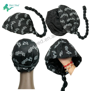 Bonnets d'enveloppe de tête doublés de satin torsadé imprimé de logo personnalisé casquette Durags <span class=keywords><strong>dreadlocks</strong></span> chapeau turban doublé de satin <span class=keywords><strong>pour</strong></span> hommes - Product Image 4