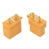 Adaptateur horizontal plaqué or TX60U, prise mâle et prise femelle, haute intensité, pour connexions de câbles de batterie Lipo de drone RC