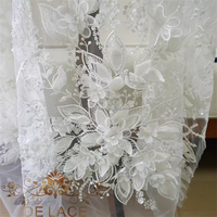 DELACE JZQ belle broderie florale Sequin dentelle Patch 3D fleur perlée dentelle Applique robe de mariée accessoires