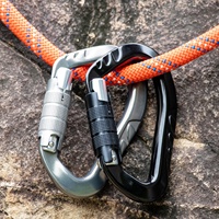 Mousqueton en aluminium à verrouillage automatique robuste pour l'escalade Rappeling Mountaineer Twist Lock 25kn Grands mousquetons d'escalade