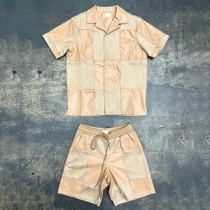 Conjunto de Chaqueta Corta de Cuero de Dos Piezas con Diseño Moderno y Personalizado para Verano, Conjunto Deportivo de Tela de Gamuza y Cuero de Alta Calidad para Hombre - Product Image 2
