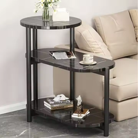 Table d'appoint ovale moderne à 3 niveaux avec bord épais, table basse portable pour salon, mobilier écologique