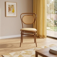 Fauteuil de salle à manger contemporain ovale en rotin PP avec dossier en cannage et structure métallique imitation bois pour restaurant, café, hôtel, salle de sport OEM ODM