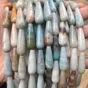 Tropfenform Natürliche Amethyst/Achat/Amazonit-Perlen, 10x30mm lange Wasser tropfenform Stein perlen für die Schmuck herstellung