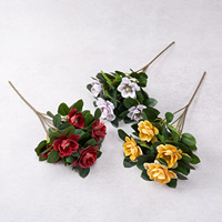 Bouquet de fleurs artificielles Hibiscus Rose style français pour meuble TV, vitrine, décoration intérieure, cadeau festif
