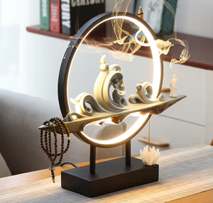 Поджигатель для благовоний из смолы, светодиодная лампа, круглая с Горным дымом, держатель для водопада, украшение для дома и офиса - Product Image 5