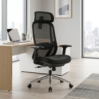 Chaise de bureau ergonomique moderne à dossier haut en maille, pivotante, avec accoudoirs réglables et structure en aluminium pour salle de réunion