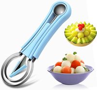 4-in-1 Plastic Fruitballenlepel Set met Roestvrijstalen Lemmetjes, Meloen Snijmes, Handmatig DIY Fruit Salade Schaal Decoratie