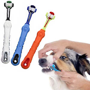 Toptan köpekler için üçlü kafa plastik Pet diş fırçası diş temizleme aracı - Product Image 1