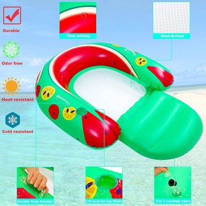 Water Swimming watermelon floats <b>Circle</b> U-shaped <b>ring</b> lounger Inflatable Underarm Swimming <b>Circle</b> Adult Inflatable Float Bar - Product Image 4