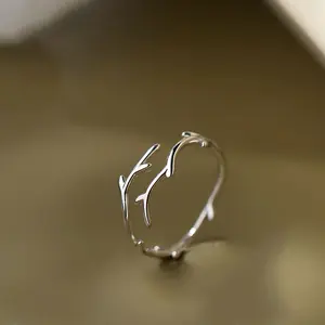 Simple Trendy Fashion Pure 925 Sterling Silver Olive Branch Leaf Engagement Finger Rings for Women Jewelry