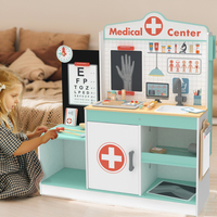 Juego de Centro Médico de Juguete Pequeño Doctor Caja Médica Escena de Juego de Rol Juguete Simulado de Madera Juguete Grande para Niños