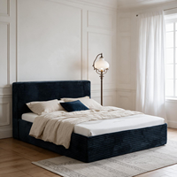 VERNSSY Lit minimaliste confortable à plateforme compressée, revêtement en velours, sans cadre, taille King Queen, pour hôtel, villa, chambre à coucher