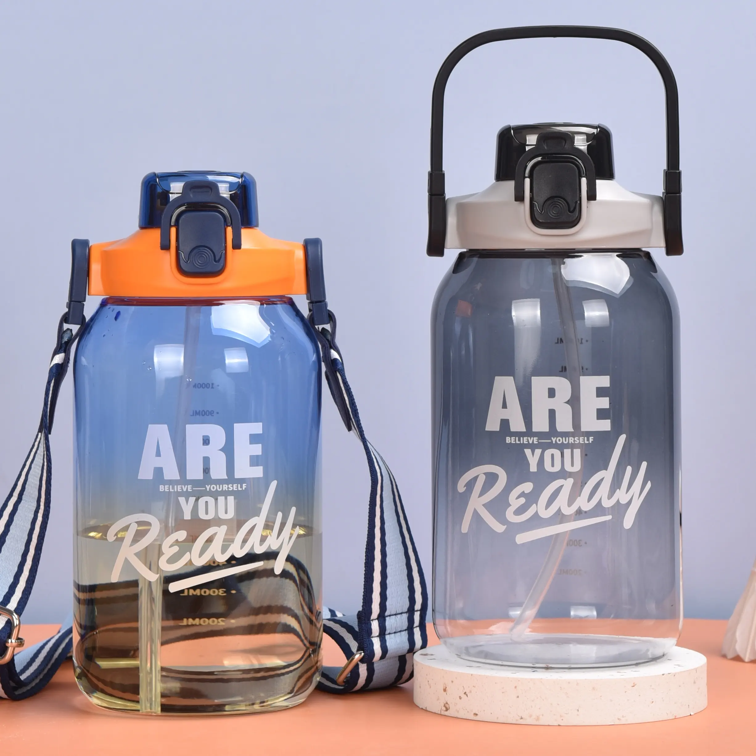 Umwelt freundliche Großhandel benutzer definierte Logo bpa kostenlos große Trink sportschule Kunststoff große Wasser flasche für die Reise