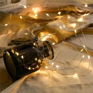 Décorations de Noël, mini guirlandes lumineuses en fil de cuivre, à piles, LED, 1 m 10 LED, 2 m 20 LED - Product Image 5