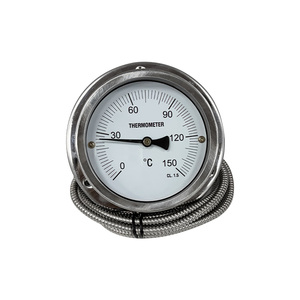 SPR 100mm Kapillarthermometer mit Zifferblatt 0-150°C Fernablesbarer Temperaturmesser mit Edelstahl-Armiertem Kapillar CL 1.5 - Product Image 1