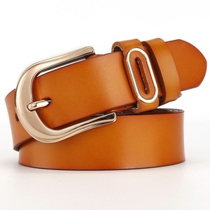 Cinturón Ancho de Cuero Genuino de Vaca para Mujer con Hebilla Dorada, Casual, Versátil, para Pantalones Formales, Envío Directo Automático - Product Image 3