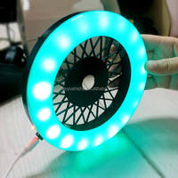 Lampe LED annulaire moderne en plastique laqué de 6 pouces pour chicha avec télécommande et base lumineuse RGB