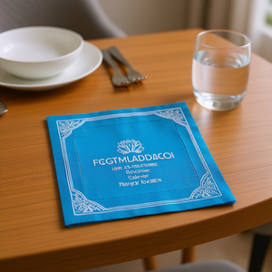 Serviettes en papier brodées bleues modernes Party Love 33x33cm carrées durables pour dîner et restaurant 30 pièces - Product Image 2